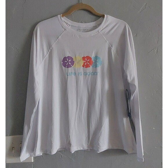 Life is Good Ladies L White Surfer Long Sleeve,18.5 Inch Of Armp To Armp,New. - Picture 6 of 7